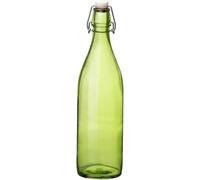KWARE Vintage Style Glass Bottles 1 Litre Swing Top Bottles - Ideal for Domestic or Commercial Use - Fill with Water, Wine, Liquor, Oil, Beer, Schnapps or Cordials (LIME)