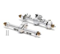 KWASETY RC Axles Models For Axial For SCX24 90081 C10 B-17 1967 2019 For Wrangler 1/24 Front Rear Axle Set Alloy Casting Complete Edition RC(Silver,1set)