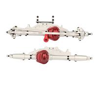 KWASETY RC Axles Models For Axial For Wraith 90018 RR10 1/10 CNC Aluminum Complete Front Rear Axle With Red Diff Cover RC Crawler For Rock For Racer Upgrade(Silver,Set)
