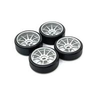 KWASETY RC Components Parts For Hgd1 For Mini-q For Mini-d For Mini-z Drz For Wltoys 284131 K969 K979 K989 P929 1/28 Metal Wheel Hub And Draft Logo Tire RC Car Upgrade Wheels(Silver)