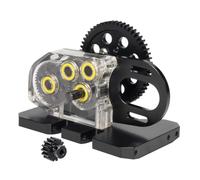 KWASETY RC Components Parts For SCX10 For Element Gspeed For LCG For Chassis 2Low 1/10 Comp Builds PRO Aluminum Acrylic Transmission Overdrive Gearbox Set RC Crawler(Black,Set)