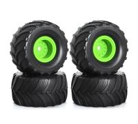 KWASETY RC Modifications Models For TRX4M 1/18 For FMS For FCX24 For Axial AX24 1/24 4pcs 1.0 Wheel Rim Tires Set RC Crawler Car Parts Monster Truck(Green)