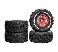 KWASETY RC Toys Components For Arrma For Mojave For Grom 4X4 1/16 4pcs Plastic Wheels Rims With Rubber Tires RC Car For Desert Truck Upgrade Parts(Red)