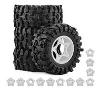 KWASETY RC Toys Components For Traxxas For Slash For Arrma For Senton 1/10 4Pcs 109mm Tire With 12mm 14mm 17mm Wheel Hex RC Short Course Truck Car Upgrade Parts(WHITE)