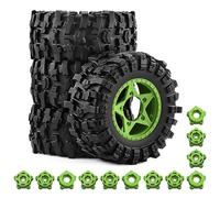 KWASETY RC Toys Components For Traxxas For Slash For Arrma For Senton 1/10 4Pcs 109mm Tire With 12mm 14mm 17mm Wheel Hex RC Short Course Truck Car Upgrade Parts(Green)