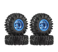 KWASETY RC Toys Components For TRX4M For SCX24 1/18 1/24 70 * 27mm Mud For Terrain Rubber Tyres 1.3" Beadlock Wheel Rims Tires Set RC Crawler Car Parts(A-Blue)