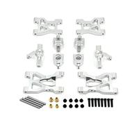 KWASETY RC Toys Components For WLtoys 104072 1/10 Metal Upgrade Front And Rear For Swing Arms Pull Rod Steering Cup C- For Seat Set RC Car Parts(Silver)