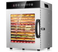 Kwasyo Food Dehydrator 12 Trays, 750W Stainless Steel Dehydrator, Food Dryer UK with Digital Timer and Temperature Control, Overheat Protection, Recipe Book Included