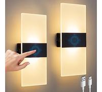 KwatTsz 2Pcs LED Wall Lights, Touch Control, Magnetic Installation, 4000mAh Rechargeable Battery Wall Lamp, Modern Indoor Dimmable Wall Sconces for Living Room, Bedroom, Hallway, Corridor, Stairs