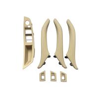 KWAYA Center Console Trim for 5 Series F10 F11 F18 520 523 525 528 530 535 LHD 7pcs Interior Door Armrest Panel Pull Handle with Leather Outer Cover Air Outlet Trim(Model B Beige Set)