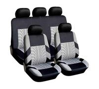 KWAYA For 3 Series E21 E30 E36 E46 E90 E91 E92 E93 F30 Universal Embroidery Car Seat Cover Set Car Seat Protection Front Seat Covers(Full set-Gray)
