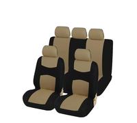KWAYA Front Seat Cushion Mat 5 Seats Full Set Unique Flat Cloth Universal Car Seat Cover Detachable Headrests And Solid Bench All-Inclusive Protectors(Beige full set)