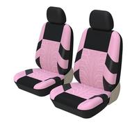 KWAYA Front Seat Cushion Mat For Lancer 9 2pcs Tire Track Style Front Pair Car Seat Covers Universal Fit Most Cars All-Inclusive Protectors(Pink)