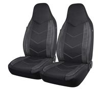 KWAYA Universal Car Seat Cover Cushion Seat Protector Breathable Mesh Fabric Carbon Fiber Texture Seat High Back Bucket Front Seat Covers(AD9242-2F-Black)