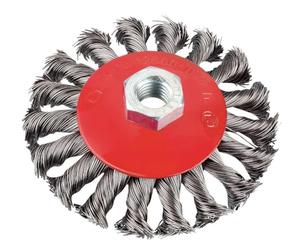 kwb 100mm Wire Brush Set for Angle Grinder, Twisted HSS Steel Wire, M14 Thread, Metal and Stone Cleaning, Rust Remova