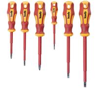 KWB VDE Screwdriver Set 6-Piece, Fully Insulated Blades, Extra Hardened, Including 2-Component Handle and Hanging Hole, Screwdriver Set CV Steel