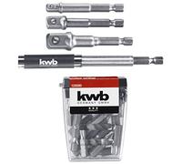 kwb 23-Piece Bit Set with Socket Adapter and Bit Holder 80mm/Expandable to 118mm for Cordless Screwdrivers, Square Socket Adapter