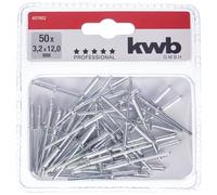 kwb 3.2mm Blind Rivets / Pop Rivets for Versatile Fastening, Aluminium with Zinc-Plated Pin