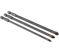 kwb 3-Piece 150mm Torsion PH Bit Set, TQ 60 Steel, Mega Grip Ribs, ISO 1173, C6.3 Drive, Long
