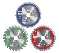 kwb 3-Piece Circular Saw Blade Set 160 x 25/20/16 mm for Hand Circular Saws for Panel Materials and Building Materials Made of Wood Including Reducing Rings to 16 and 20 mm