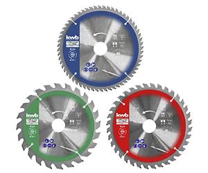 kwb 3-Piece Circular Saw Blade Set 190 x 30/20 / 16 mm for Hand Circular Saws, for Panel Materials and Building Materials Made of Wood with Reducing Rings to 16 and 20 mm