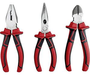 kwb 3-Piece Pliers Set in 160 Mm, With induction Hardened Cutting Edges, 2-Component Handle With Hand Protection, Durable, Polished Surface, Storage Case, Complies With Din Iso 5745