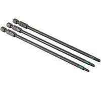 kwb 3-Piece Tamper Torx Bits Set, 150mm Length, TT10 TT15 TT20, Torsion Zone, for Hard Screwdriving