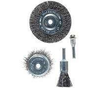 kwb 3-piece Wire Brush Set, Steel Wire, Crimped, Including Disc, Ideal for Rust Removal and Cleaning