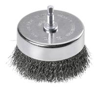 kwb Extra Heavy-Duty Cup Brush, Coarse, Crimped, HSS Steel Wire, Ø 75 mm for Metal and Stone, Wire Brush for Drill Machine with E6.3 Hex Shank, for Rust Removal, Descaling, Roughening, and Cleaning