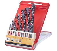 kwb 8-Piece CV Wood Drill Bit Set, Spiral Bits for Hardwood and Softwood, Ø 3 - 10 mm