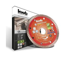 kwb Aggresso-Flex® Diamond Cutting Disc Ø 125 Mm with Extra Thin Turbo Edge, Sintered, Long Service Life, with 22.23 Mm Bore and Side Holes