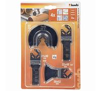 kwb Battery Top Multitool Saw Blades - Tool Set, 4-Piece, in V Dive Saw Blade, Half Bright HSS Segment Saw Blade and Spatula
