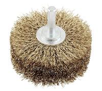 kwb Brass-Coated Wood Texture Brush, Fine, Wavy, HSS Steel Wire, Ø 80 mm for Metal and Wood, Drill Machine Wire Brush