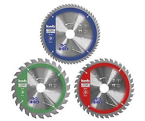 kwb Circular Saw Blade Set 165 x 20/16, Ideal for Hand Circular Saws, for Wood-Based Panels and Construction Materials, Includes 16mm and 20mm Reducer Rings