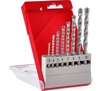 kwb Classic Masonry Drill Bit Set 8 pcs 3-10 mm (Carbide Tip, Milled Spiral, C45 Steel, Round Shank, Universal Machine Compatibility)
