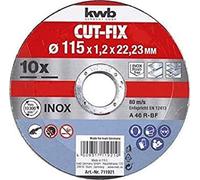 kwb Cut-FIX Thin Cutting Disc Set - 115mm x 1.2mm for Angle Grinders, 10-Piece Pack