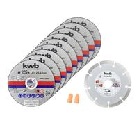 kwb Cutting Disc Set 125mm 10pcs incl. Diamond Disc & Earplugs 712032