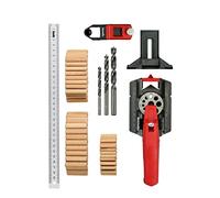 KWB DOVETAIL GUIDE SET 153-PIECE INCLUDING 50 DOWELS AND 1 DRILL BIT 6, 8, 10 MM WITH 30CM RULER, 3-12MM DRILL HOLES INCLUDING COUNTERSINK DIMENSIONS, STRAIGHT DRILLING IN WOOD, METAL, AND MORE, DOVETAIL DRILL GUIDE