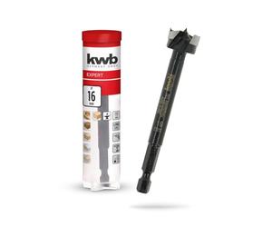 kwb Forstner Bit, Ø 16 mm, Cup Drill Bit (for Wood, Forged Drill Head, Special Grinding, Fast, Tear-Free Drill Holes, 4-Sided Ground Centre Point, Durable, for Cordless Screwdrivers & Drills)