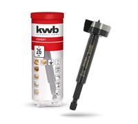 kwb Forstner Bit, Ø 26 mm, Cup Drill Bit (for Wood, Forged Drill Head, Special Grinding, Fast, Tear-Free Drill Holes, 4-Sided Ground Centre Point, Durable, for Cordless Screwdrivers & Drills)