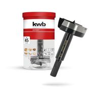 kwb Forstner Bit, Ø 45 mm, Cup Drill Bit (for Wood, Forged Drill Head, Special Grinding, Fast, Tear-Free Drill Holes, 4-Sided Ground Centre Point, Durable, for Cordless Screwdrivers & Drills)