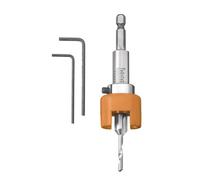 kwb Hardwood Drill Ø 4 Mm Made Of Hss-M2 With Countersink, Adjustable Depth Stop and 1/4" Hexagonal Shank