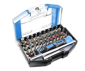 kwb One for All 35-Piece Bit Box - Includes Bits, Quick-Change Bit Holder with Magnet, and Handle in Sturdy Plastic Box with Belt Clip