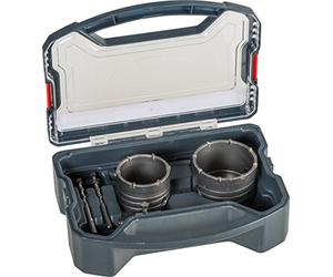 Kwb Power-Box Core Bit Set with Diameter Size 68 mm and 82 mm - Carbide-Tipped, Impact-Resistant, Incl. - 2X Centre Drill, SDS Plus and Hexagonal Shaft