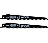kwb Reciprocating Saw Blade Wood Curved 152 mm 2-pc (153 mm length, 130 mm working length, 4 mm pitch, 6 TPI, 18.5 mm width, HCS steel, 1/2" universal shank)