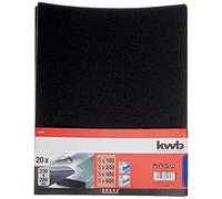 kwb Waterproof Sandpaper Sheet 230X280 Mm Made of Silicon Carbide in Grits 180, 240, 400, 600, High-Quality Synthetic Resin Bonding and Waterproof Backing Material for Fine Bodywork Sanding