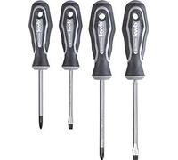 kwb Screwdriver Set of 4 with Magnetic Tip, Extra Hardened, Includes 2-Component Handle and Hanging Hole, Screwdriver Set Made of Frosted CV Steel