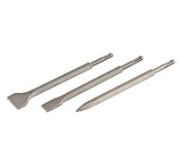 kwb SDS Plus Chisel Set for Rotary Hammer, 3 Pieces, Pointed Chisel, Flat Chisel, and Chipping Chisel
