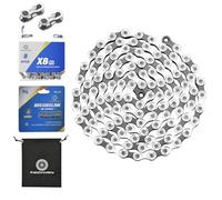 KWCHIAN Bike/E-Bike Chain Kit 8/9/10/11 Speed Chain - Road & Mountain Bicycle Chain for Shimano SRAM Campagnolo -Silver Black(Individually Packaged Quick Link (1 Set, 6/7/8 Speed Chain Kit)