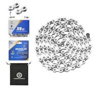 KWCHIAN Bike/E-Bike Chain Kit 8/9/10/11 Speed Chain - Road & Mountain Bicycle Chain for Shimano SRAM Campagnolo -Silver Black(Individually Packaged Quick Link) (1 Set, 9 Speed Chain Kit)